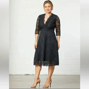 Mademoiselle Black Lace Cocktail Dress Size 0X (12-14)
